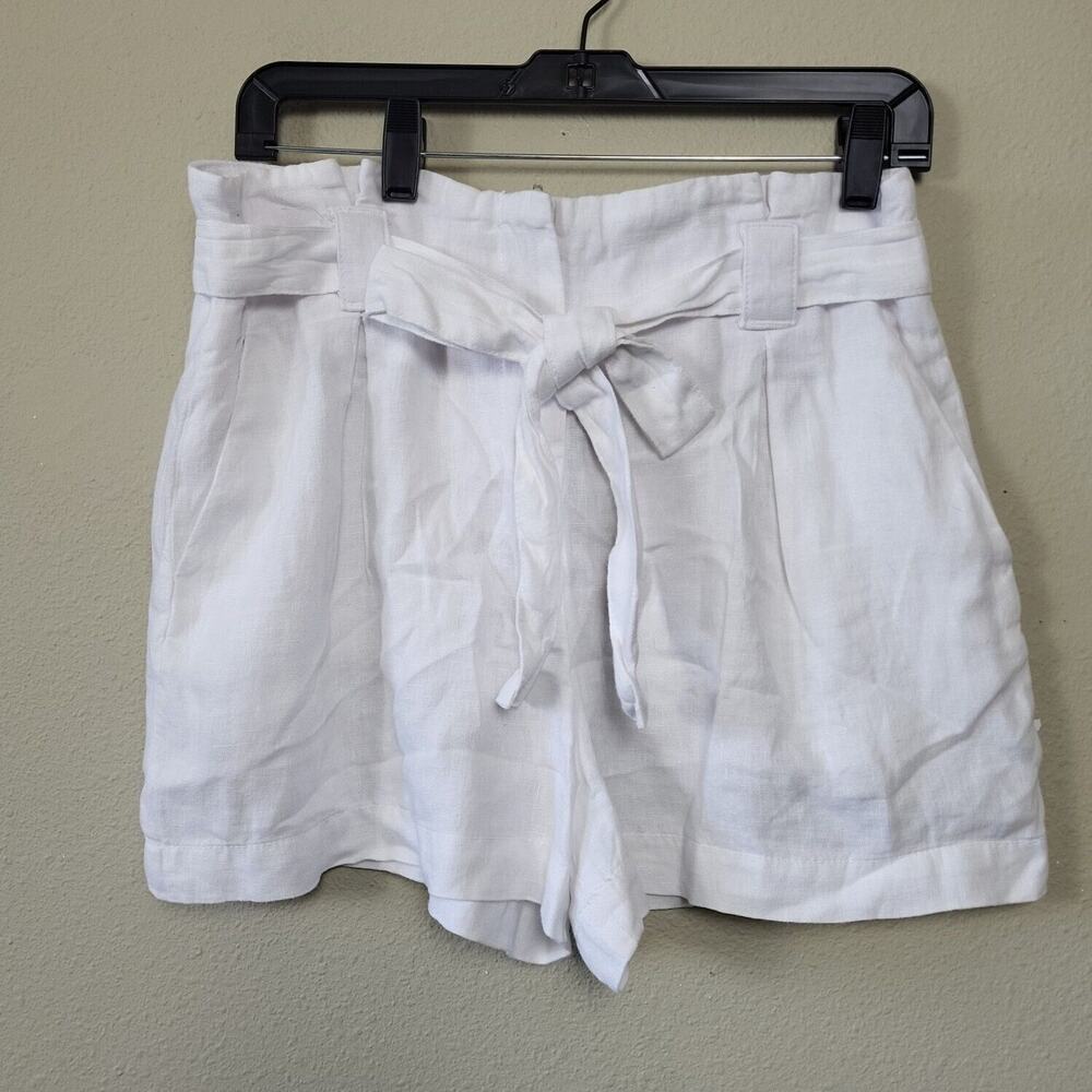 L'agence Womens White Hillary Flat Front Regular Fit Paperbag Waist Shorts Sz 26
